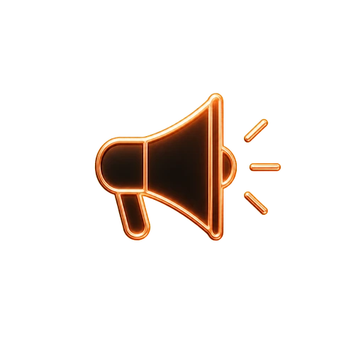 Glowing megaphone icon representing local marketing and lead support