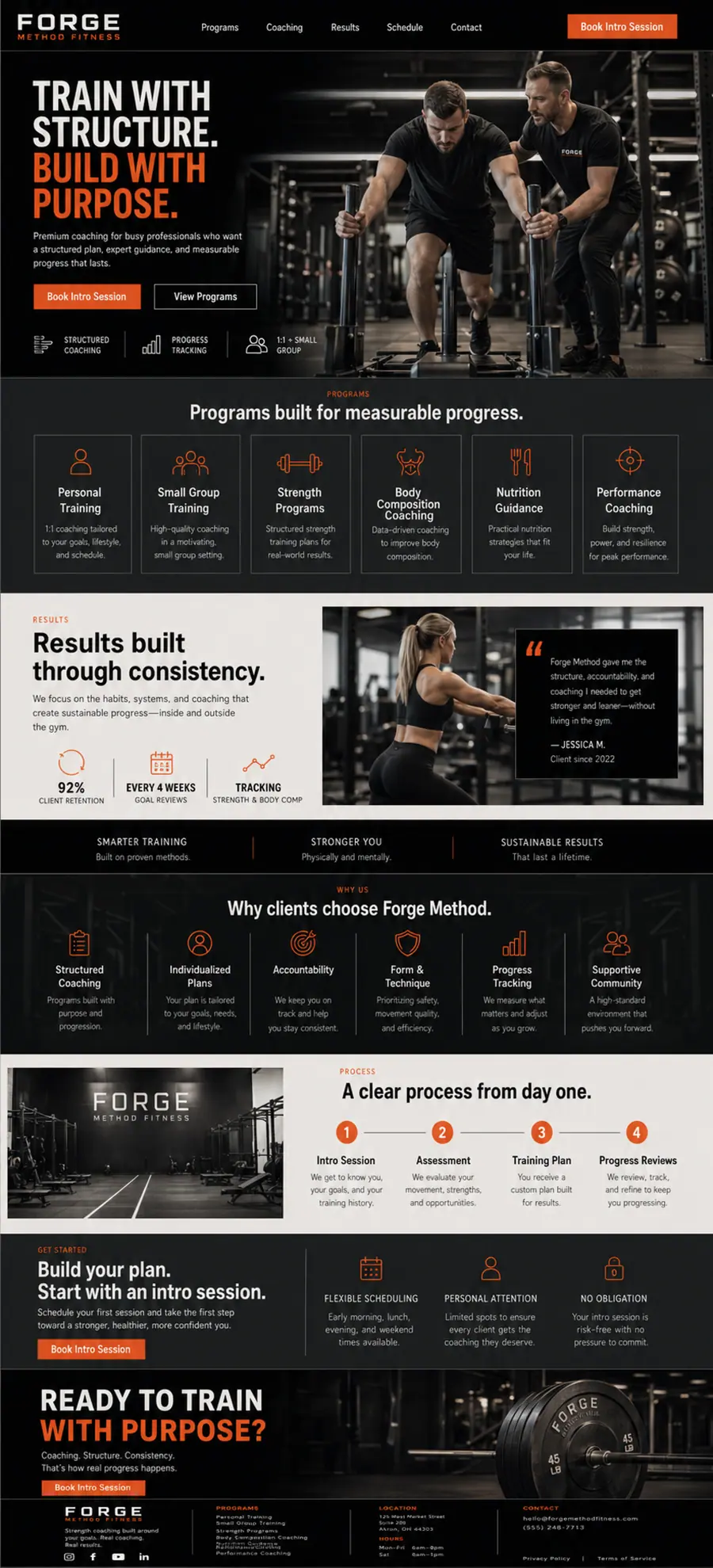 Fitness website concept preview